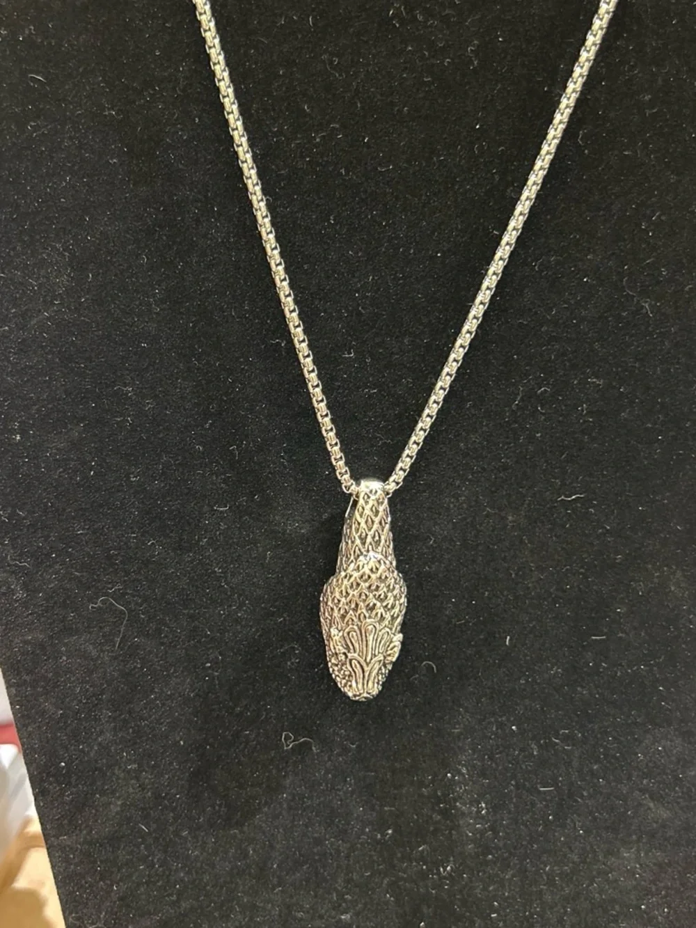 Unisex silver color necklace with snake pendant